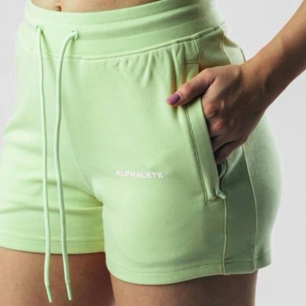 NWT Alphalete Athletics Lime Green Drawstring High Waist Cozy Essential Shorts